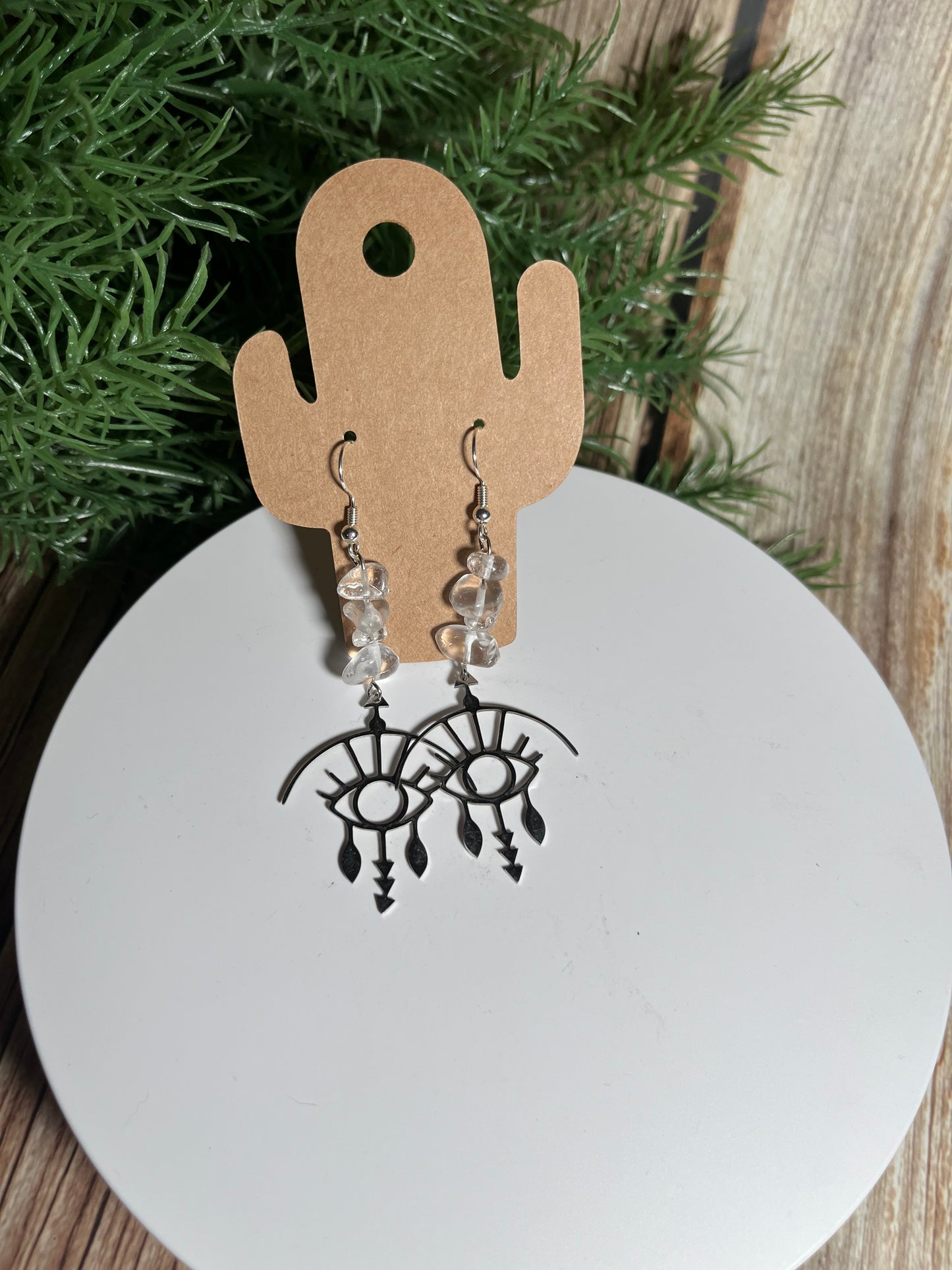 Clear Quartz Eye Earrings