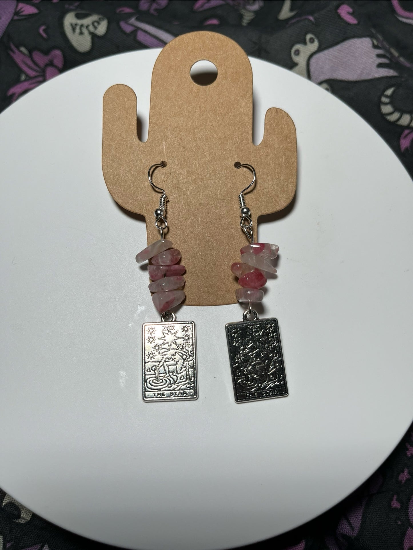 Handmade Pink Tourmaline “The Star” Tarot Earrings