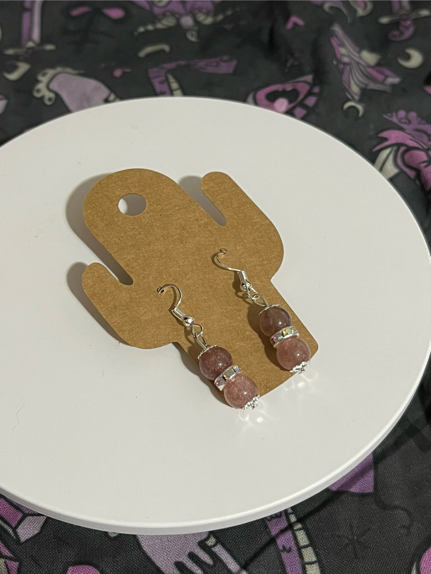 Handmade Strawberry Quartz Earrings